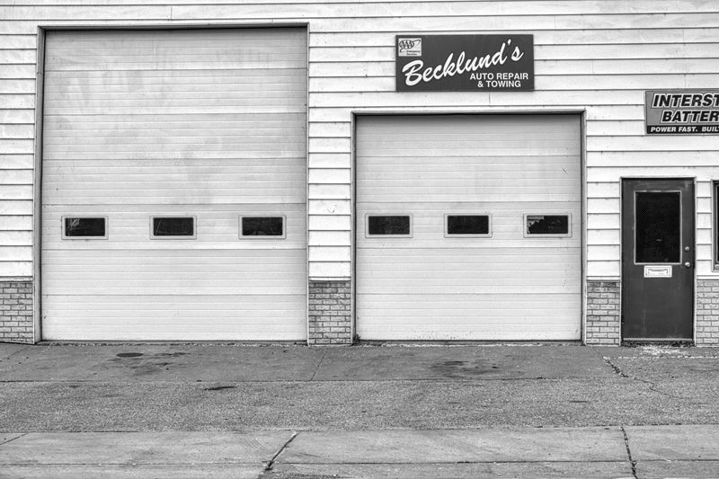 Professional garage door technician at work